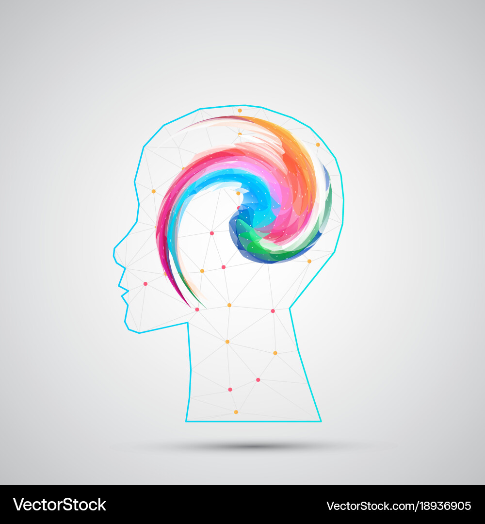 Abstract Brain Concept with Triangular Grid vector image