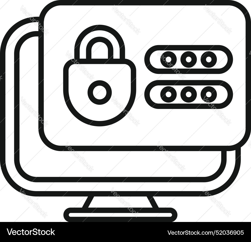 Computer security system showing password vector image
