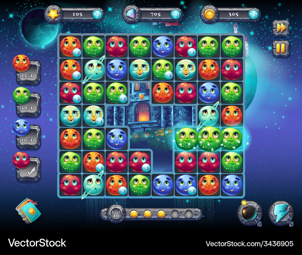 Fabulous space with the image of game screen vector image