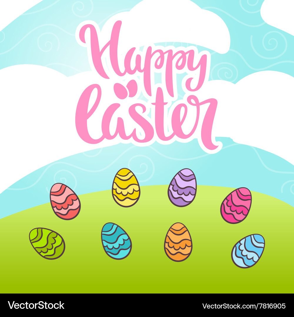 Happy easter phrase lettering Royalty Free Vector Image