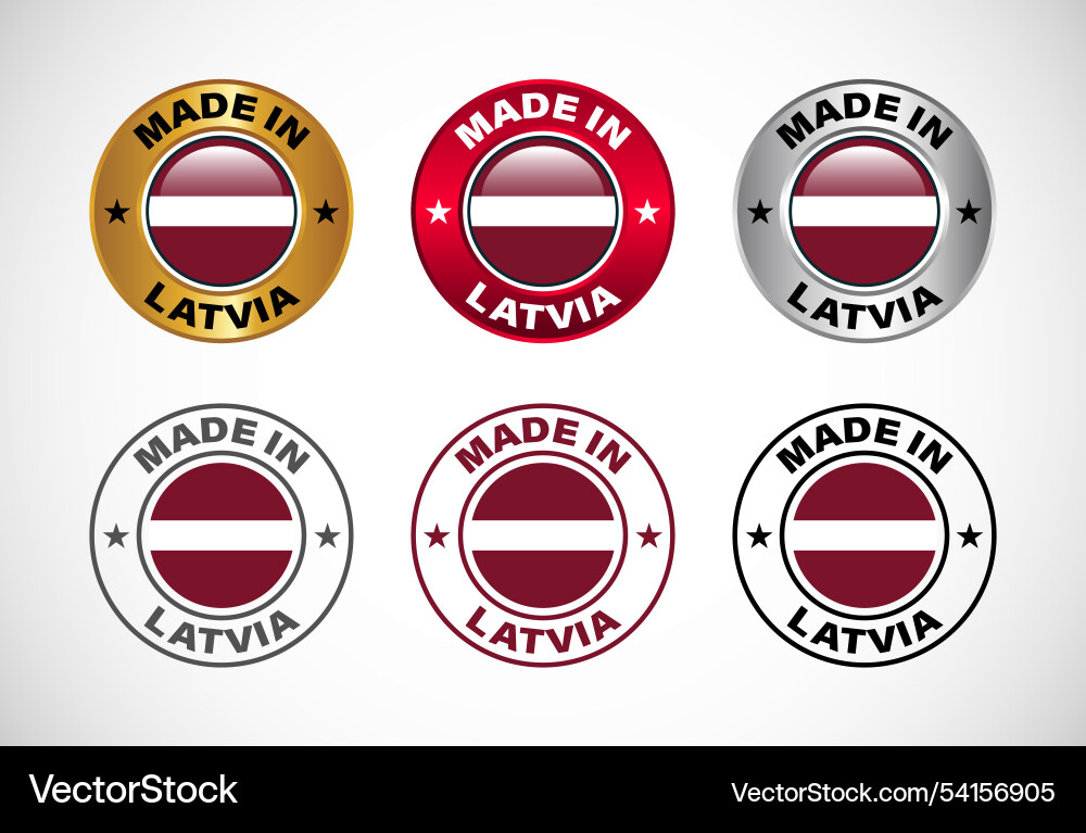Made in latvia label icon with flag set Made in latvia label icon with flag set Vector Image