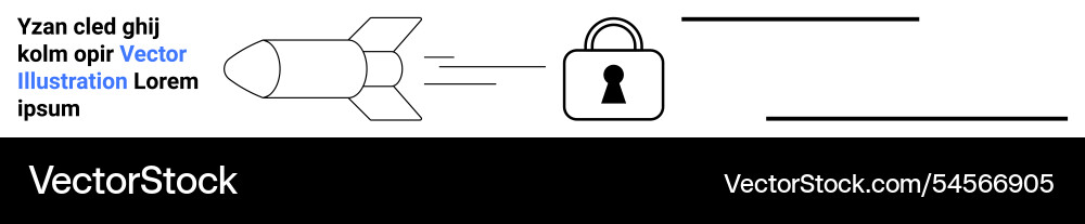 Rocket flying toward padlock symbolizing data Rocket flying toward padlock symbolizing data vector image