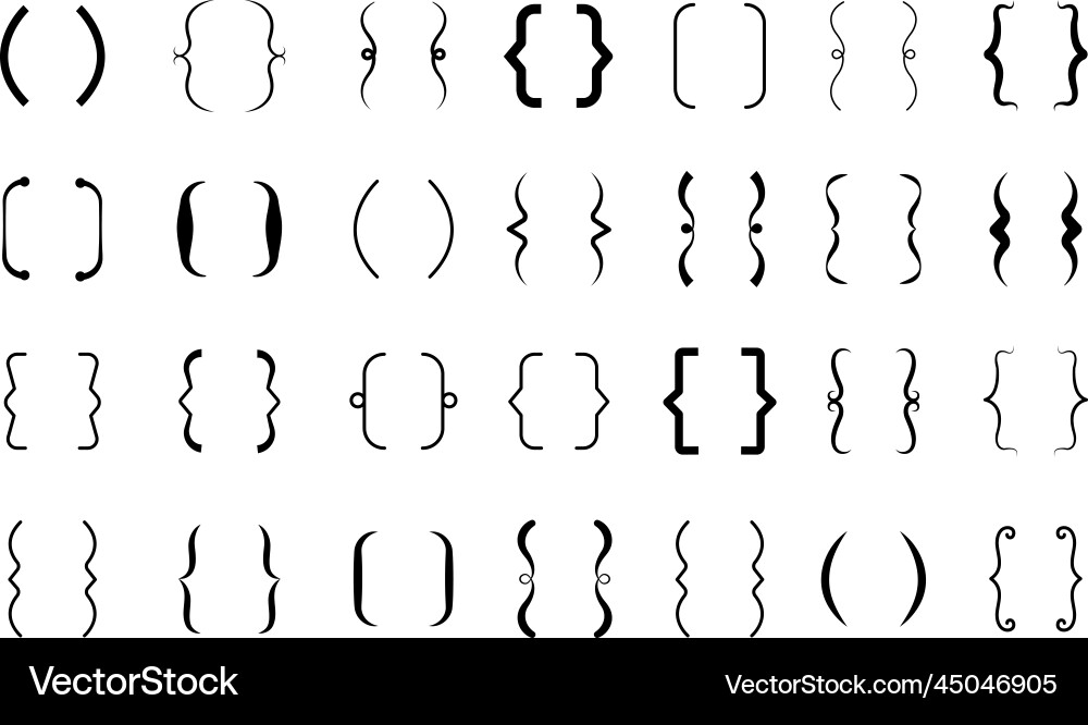 Text brace speech bracket set parentheses icon Vector Image