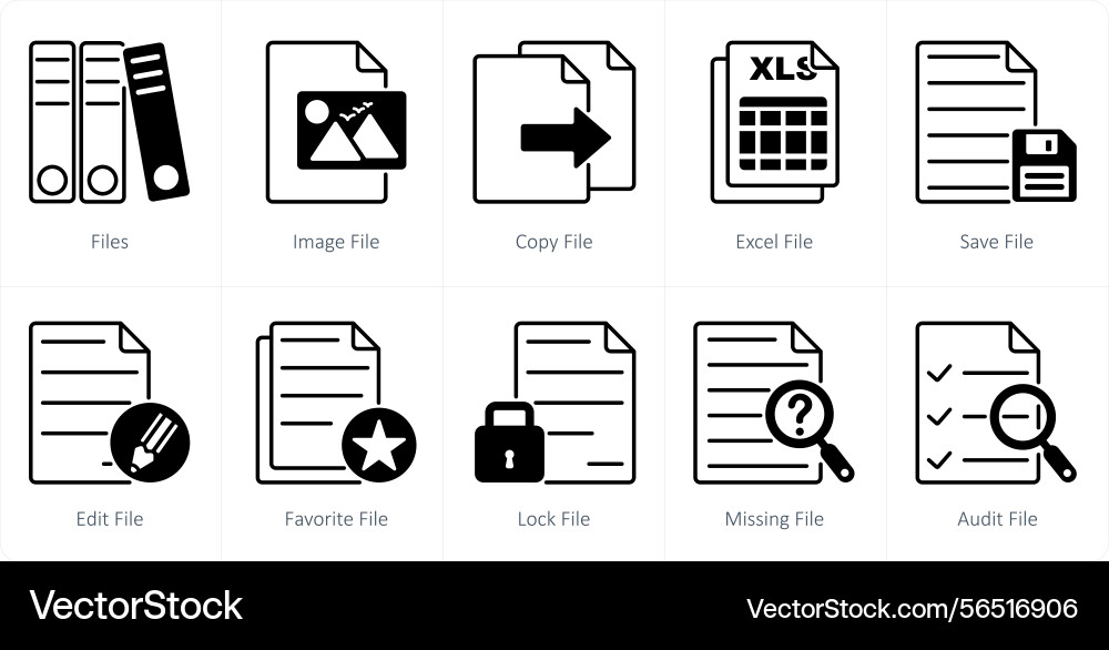 A set of 10 files icons as image file copy vector image