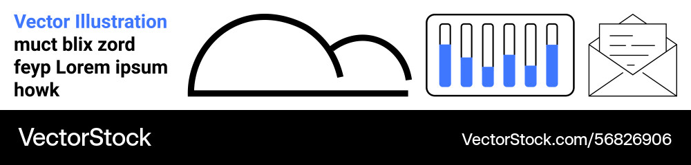 Abstract cloud shape with bar graph and email vector image