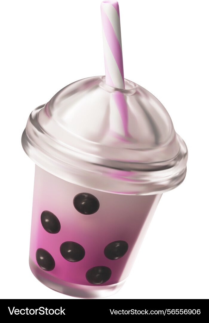 Bubble tea with tapioca pearls and straw Bubble tea with tapioca pearls and straw vector image