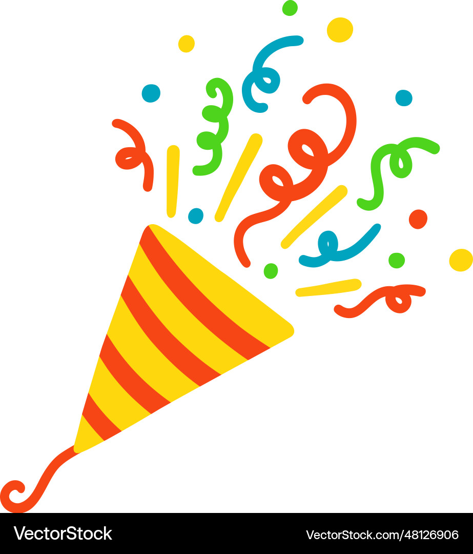 Exploding party popper cracker with colorful Exploding party popper cracker with colorful vector image