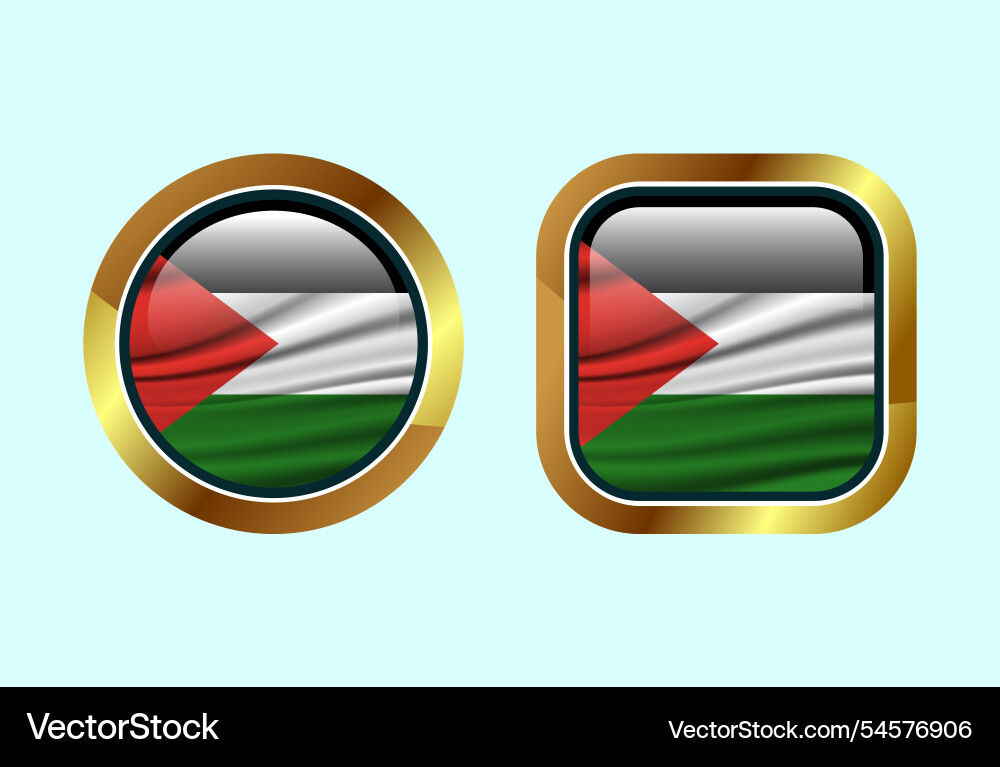 Glossy flag button of palestine high quality web Vector Image