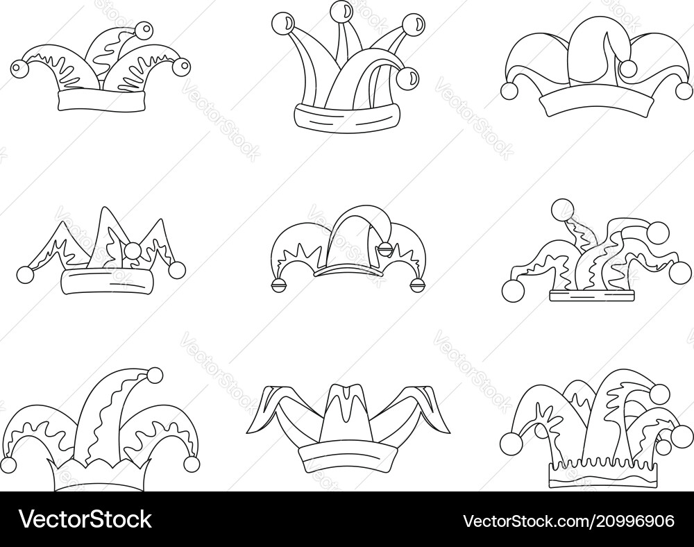 Jester Hats - Icon Set Vector Image
