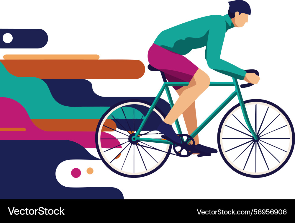 Man riding bicycle with colorful abstract Vector Image