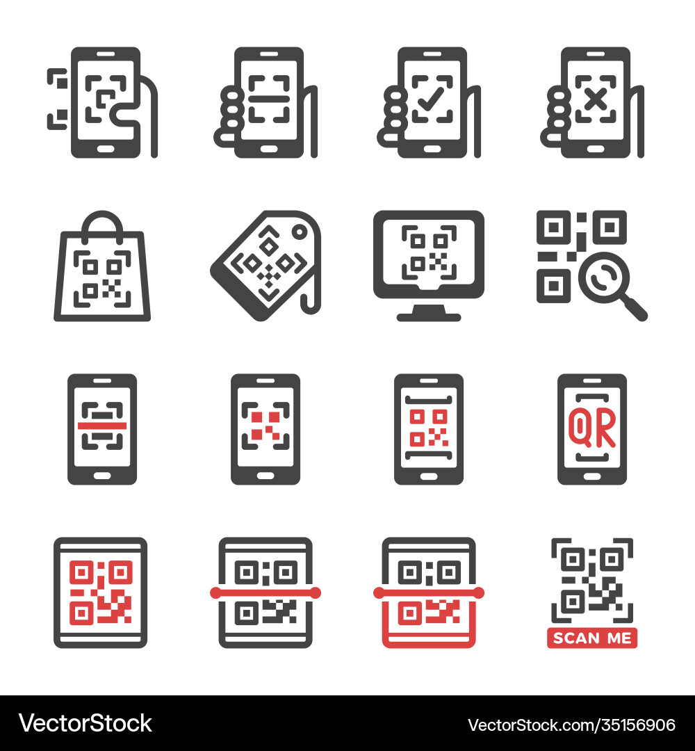 QR Code Scanner Icon Set vector image