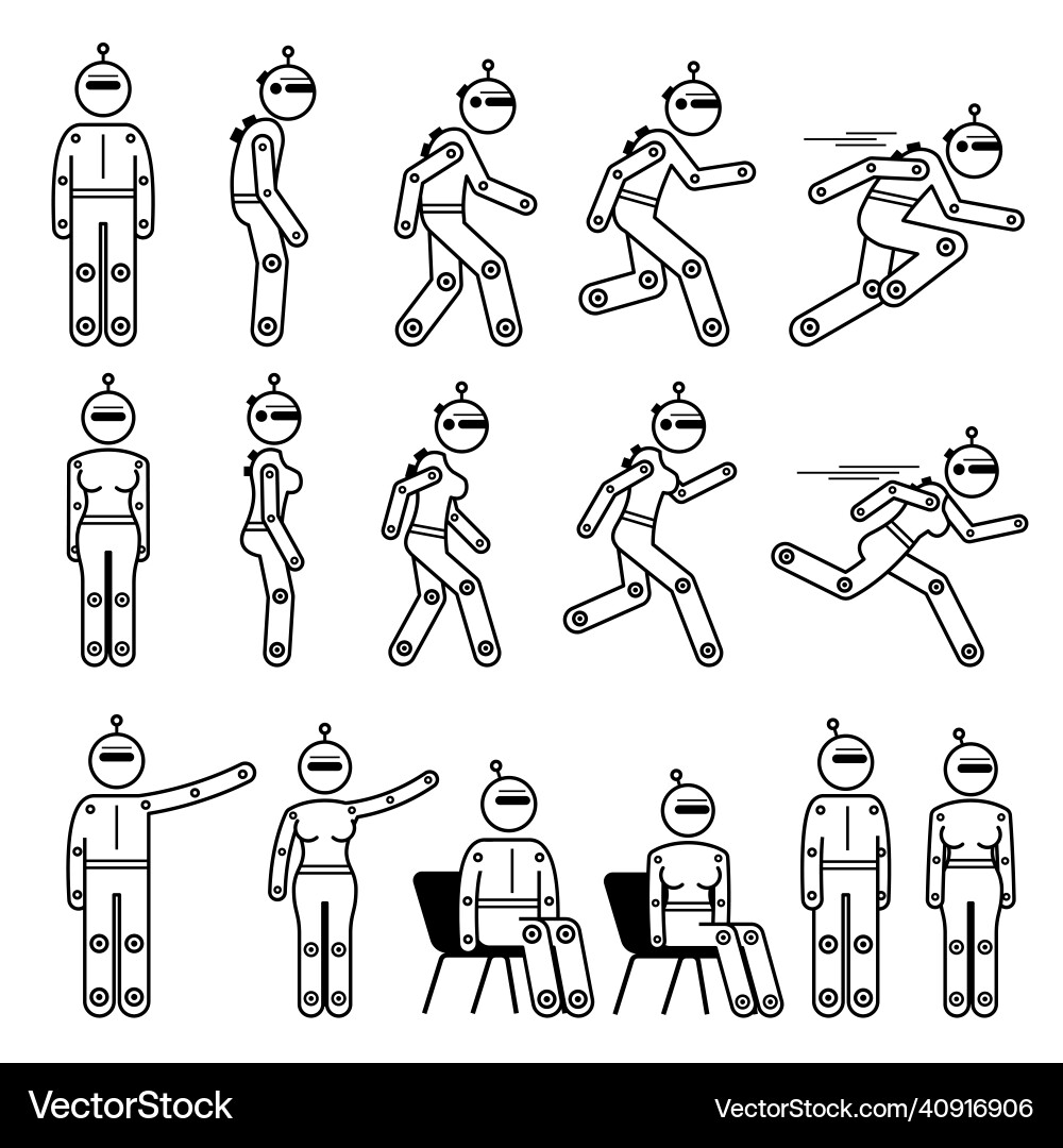 Robot Humanoid Characters vector image