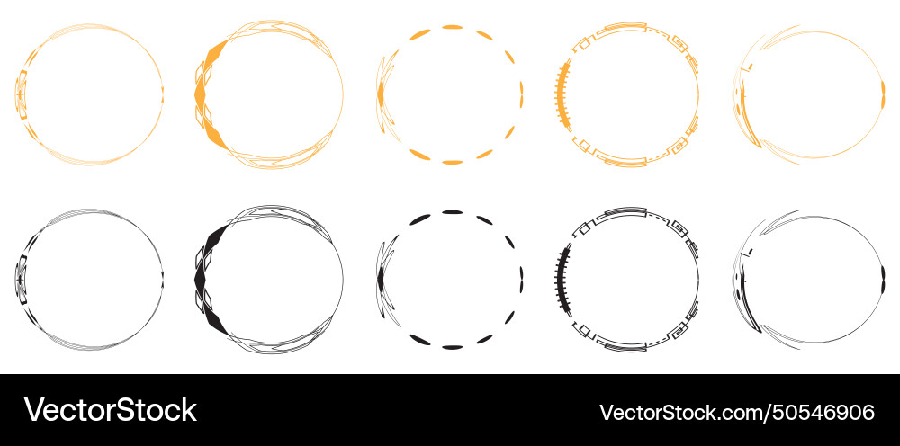 Set of graphic circle frames line sketch Set of graphic circle frames line sketch vector image