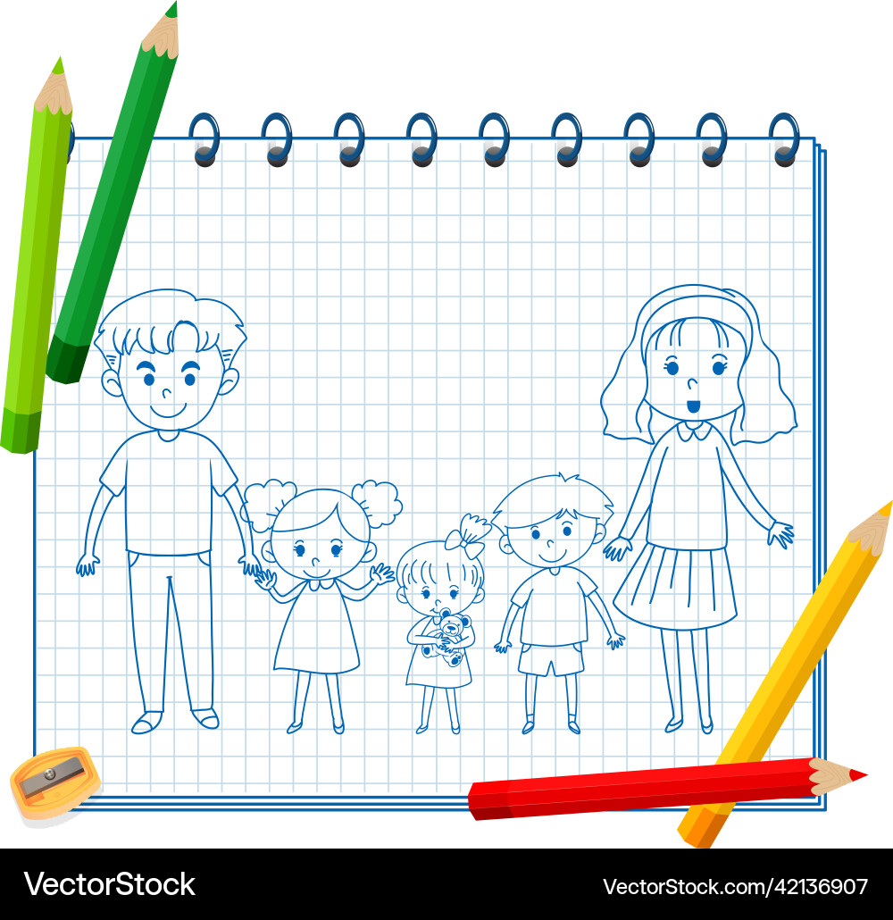 A notebook with doodle sketch design and colour A notebook with doodle sketch design and colour Vector Image