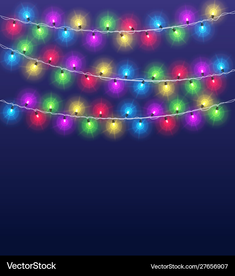 Colorful Christmas Light Garland Background Vector Image