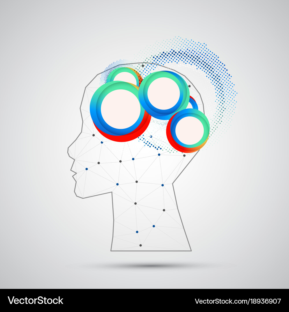 Creative brain concept background with triangular vector image