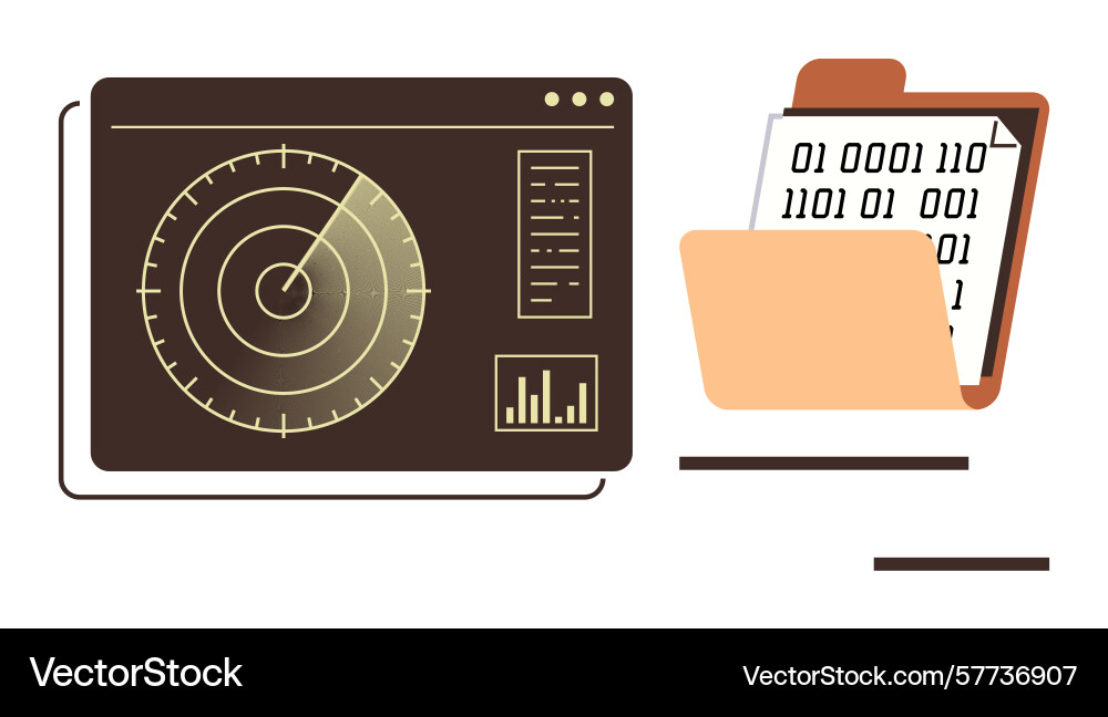 Data analysis with radar screen and binary code Data analysis with radar screen and binary code vector image
