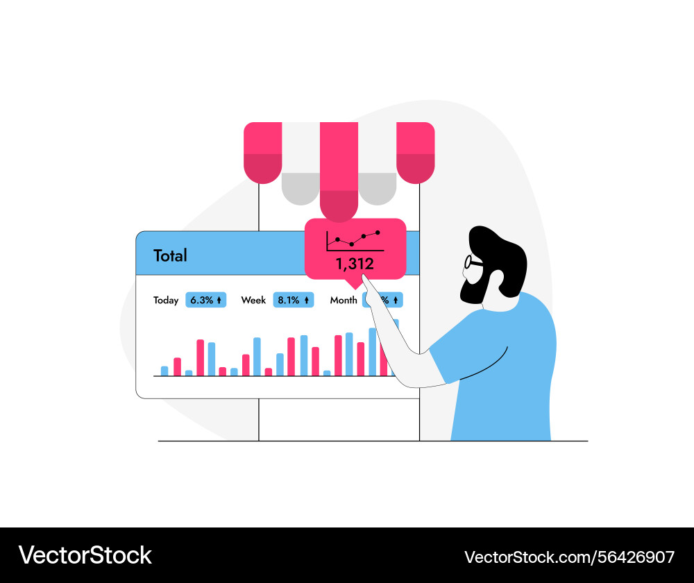 E-commerce analytics dashboard with key metrics E-commerce analytics dashboard with key metrics vector image
