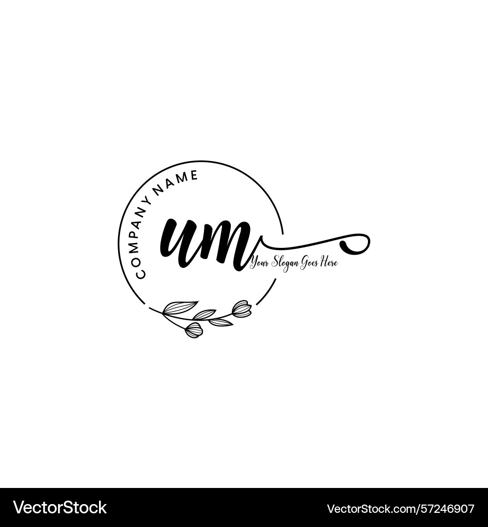 Elegant um initial logo design with botanical Vector Image