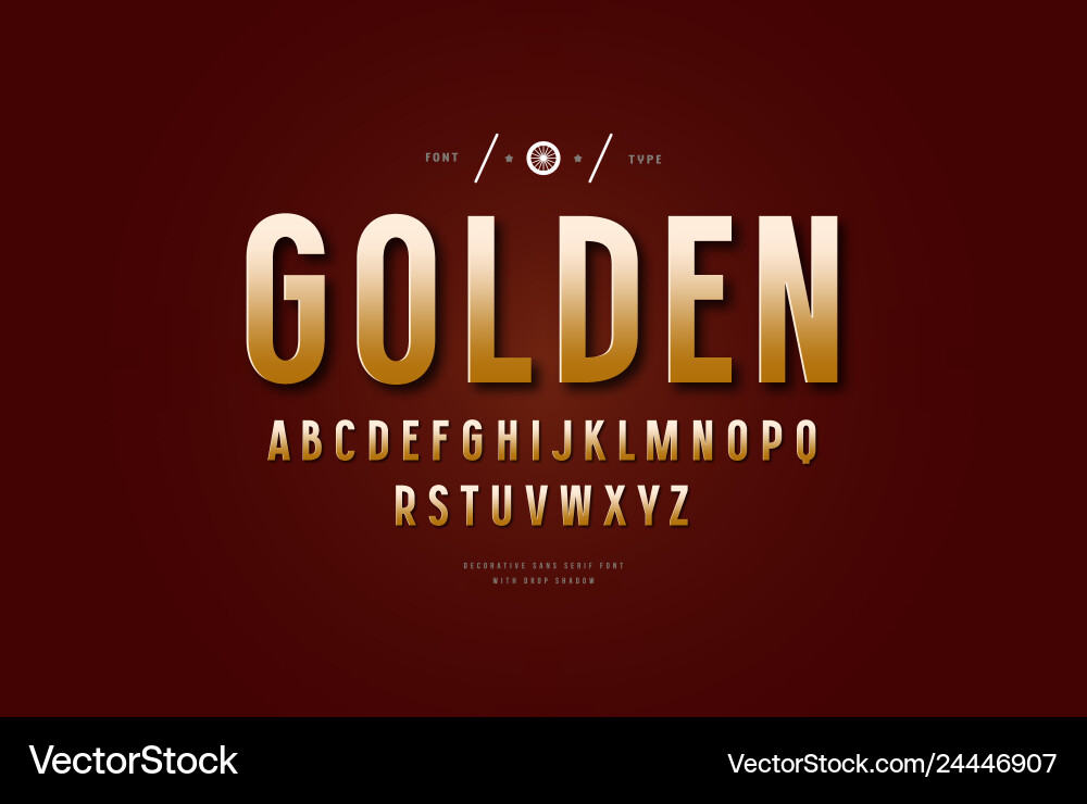 Golden Sans Serif Font Vektorbild