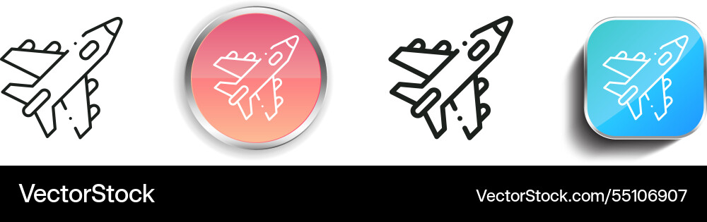 Jet icon thin linear regular and button style vector image