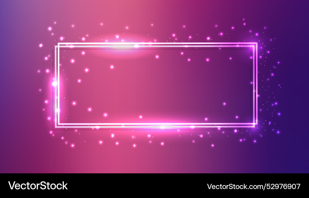 Neon double rectangular frame with shining Neon double rectangular frame with shining vector image