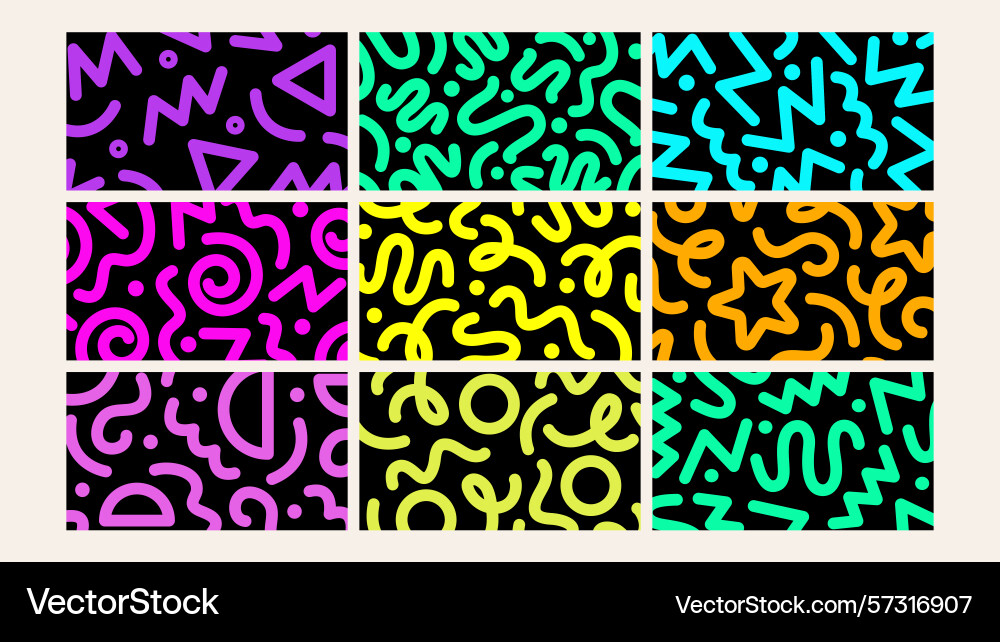 Neon sketch elements background set Vector Image