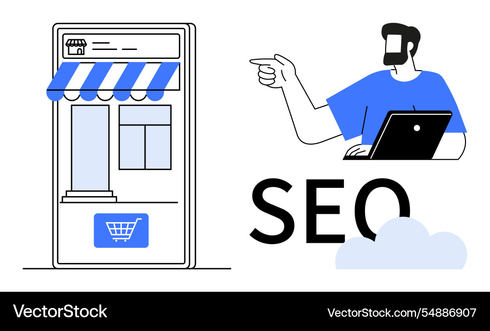 Optimizing local online store visibility Optimizing local online store visibility Vector Image