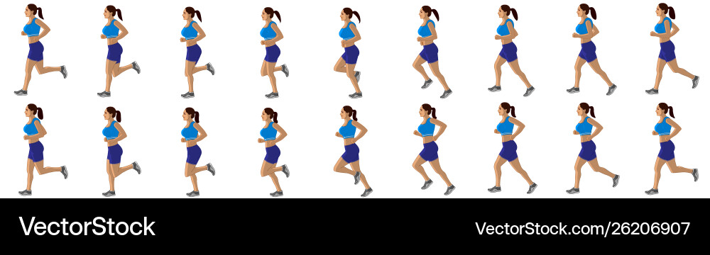 Running Girl Animation Cycle vector image