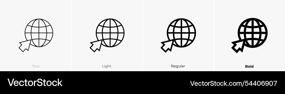 Www icon thin light regular and bold style design Vector Image
