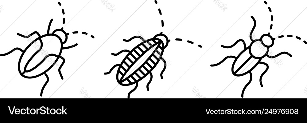 Cockroach icons set outline style Vector Image