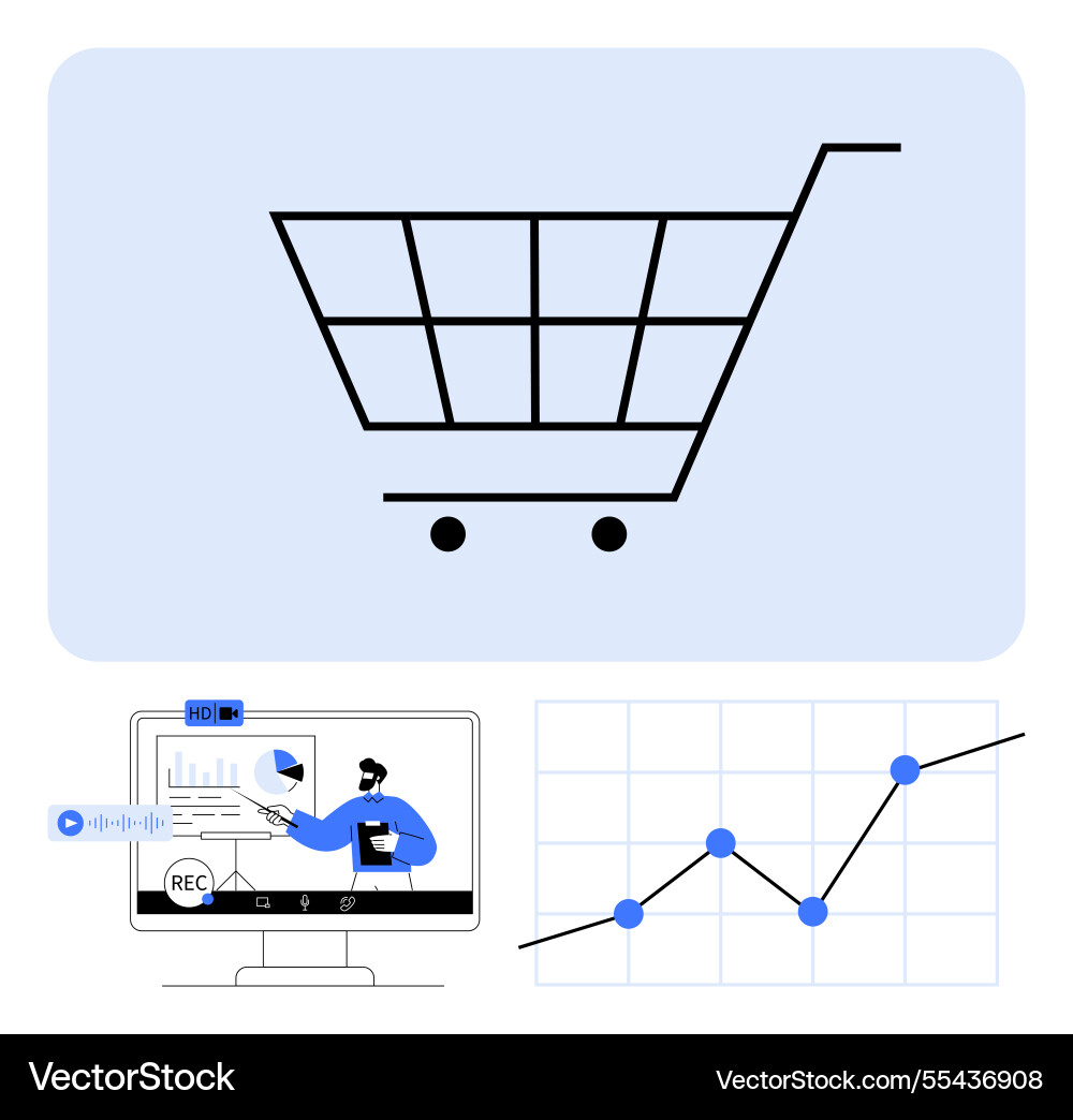 Digital shopping data analytics and online Digital shopping data analytics and online vector image