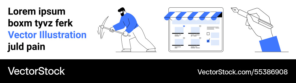 Digital workspace with laborer e-commerce Digital workspace with laborer e-commerce Vector Image