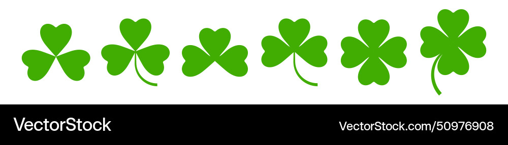 Flat shamrock icons set clover three and four Flat shamrock icons set clover three and four vector image