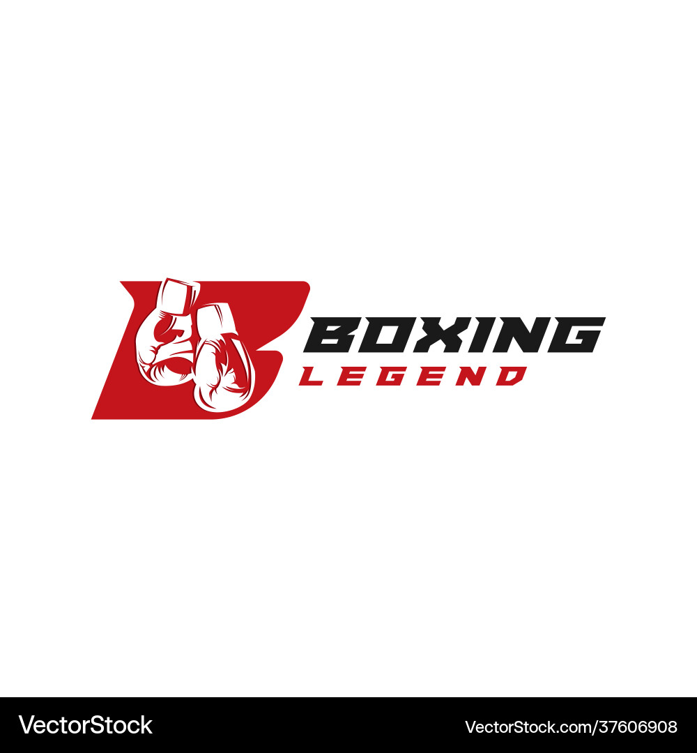 Initial letter b with boxing gloves silhouette Vector Image