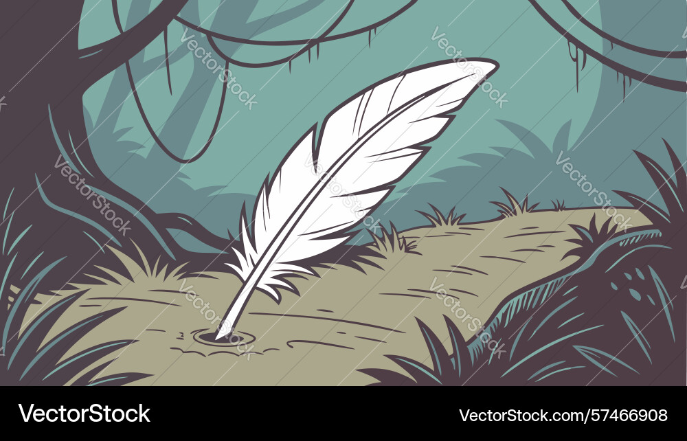 Lone feather marks the path through a tranquil Vector Image