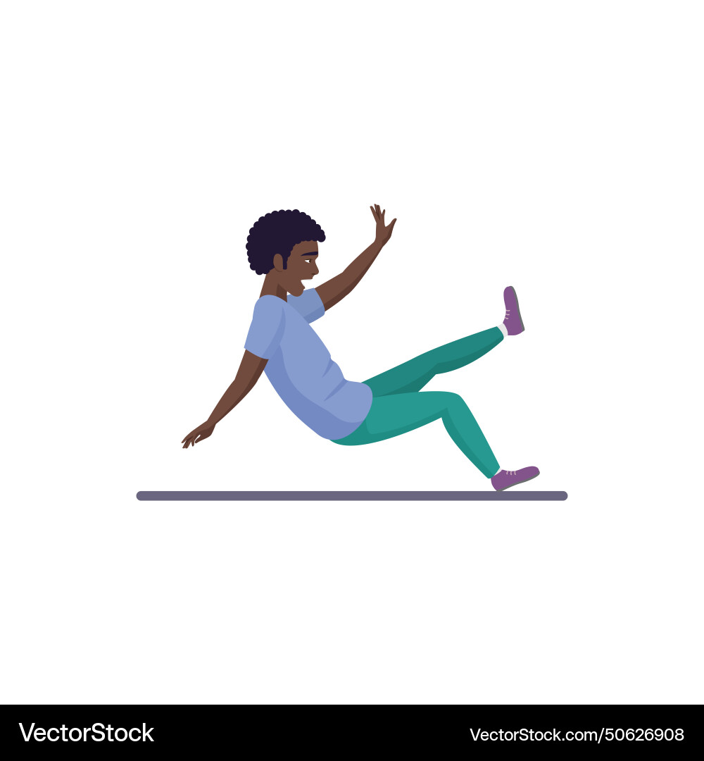 Man slipping on slippery surface and falling Man slipping on slippery surface and falling Vector Image