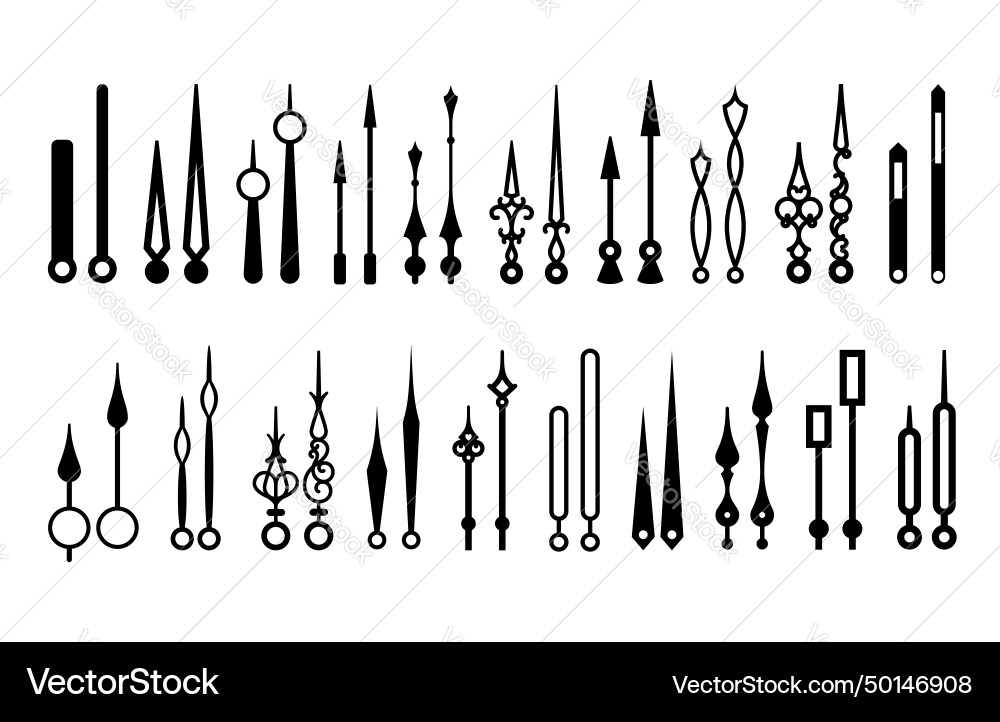 Retro clock hands hand watch pointer or arrows Retro clock hands hand watch pointer or arrows vector image
