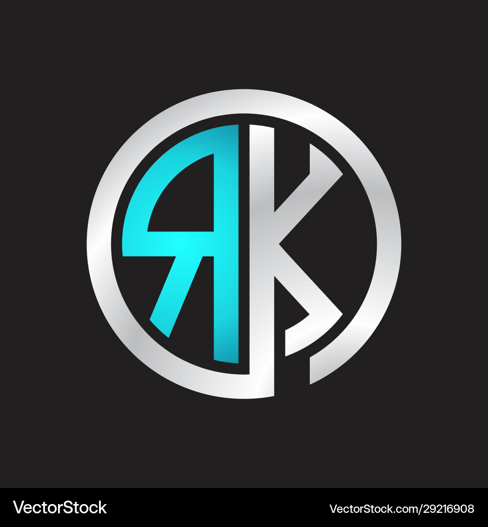 Rk initial logo linked circle monogram Vector Image