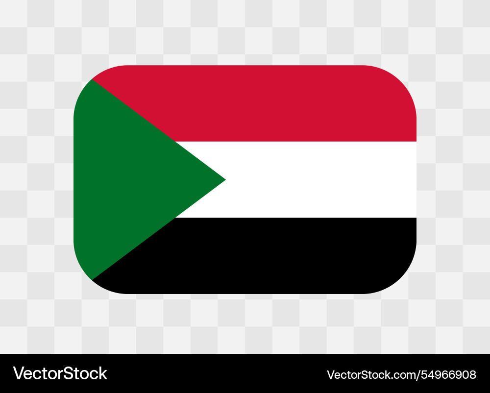 Rounded rectangle flag of sudan Rounded rectangle flag of sudan Vector Image