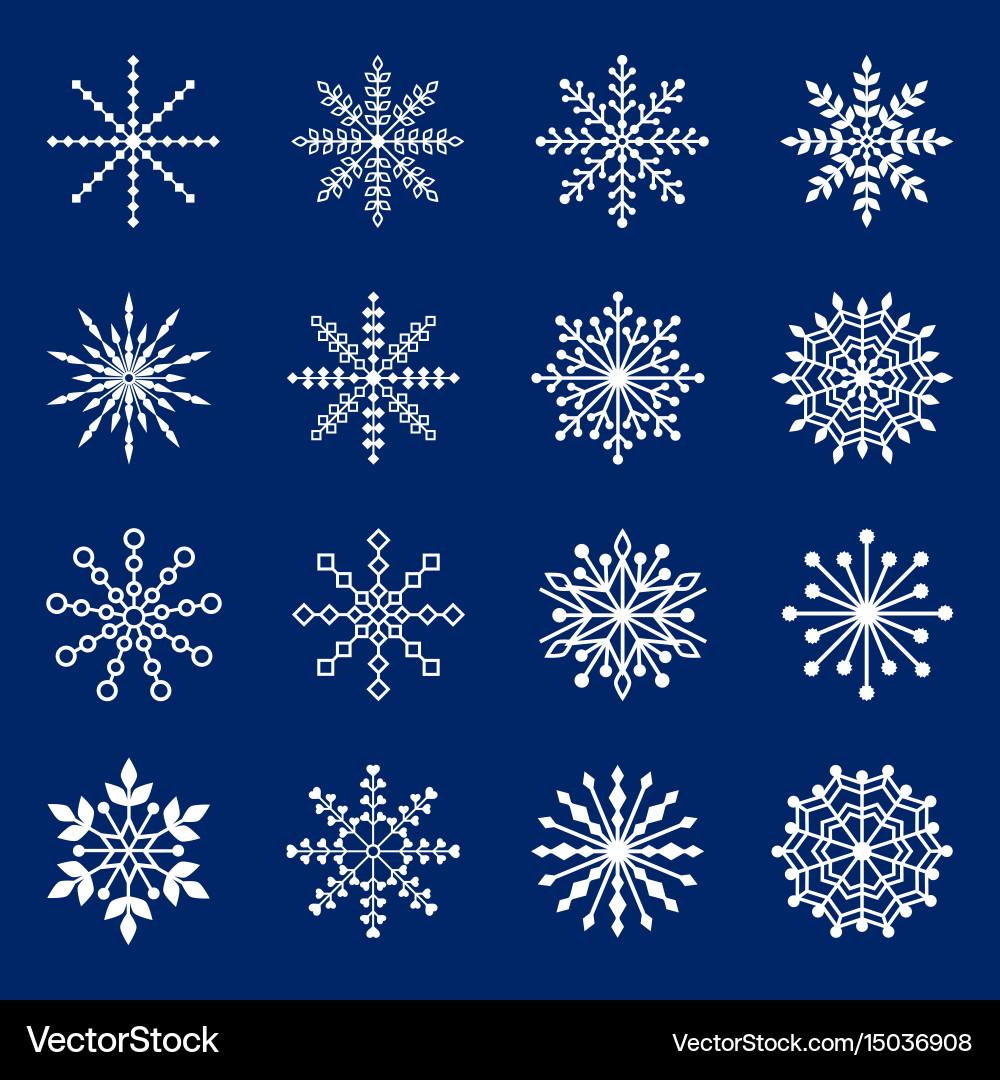 Set of snowflakes on blue background Vector Image