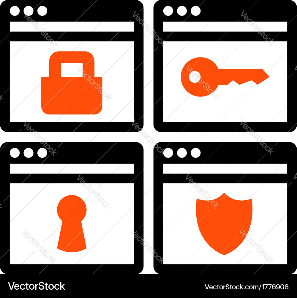 Web Security Icons - Lock & Shield Vector Image