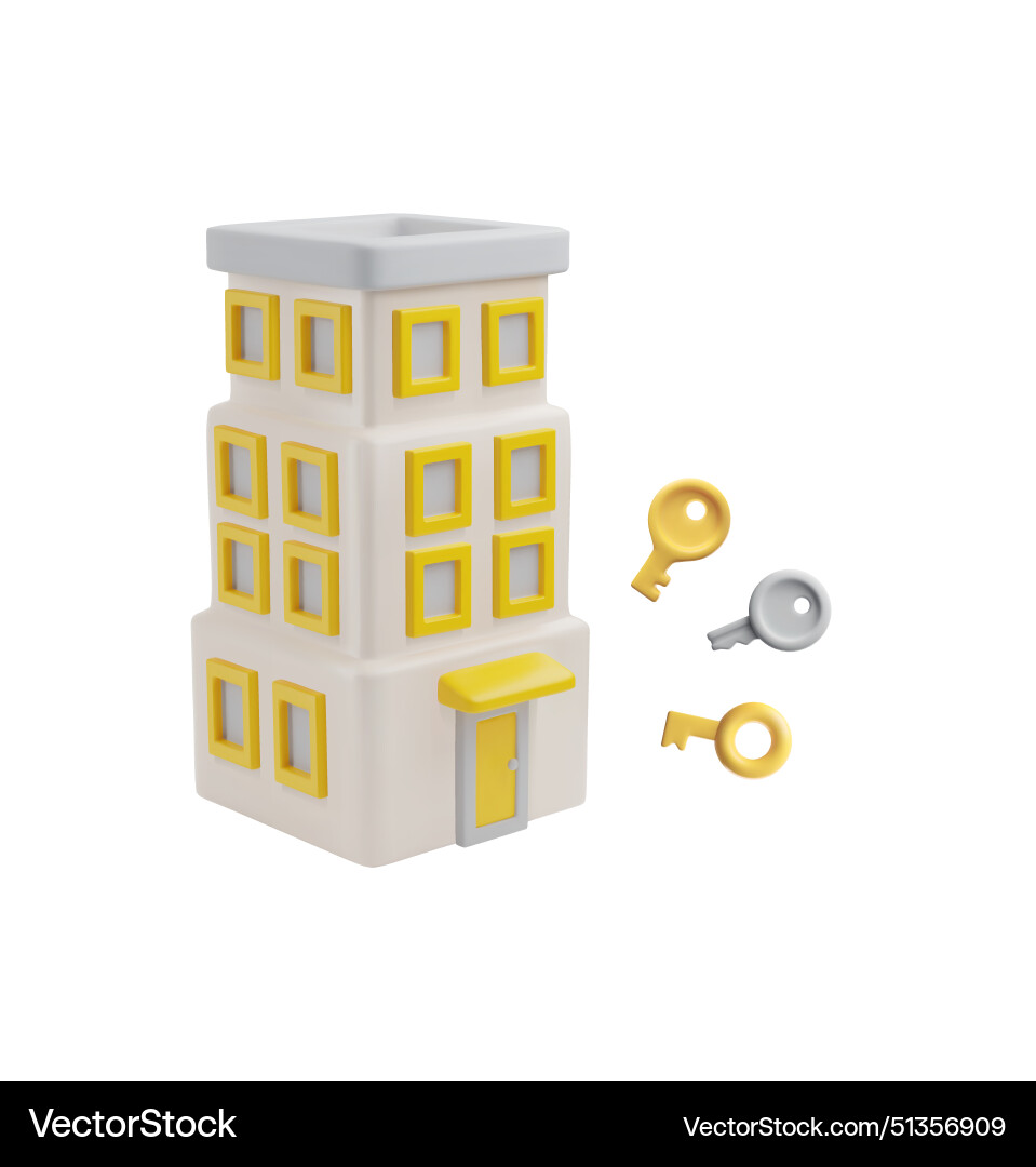 3d building icon with keys Vector Image