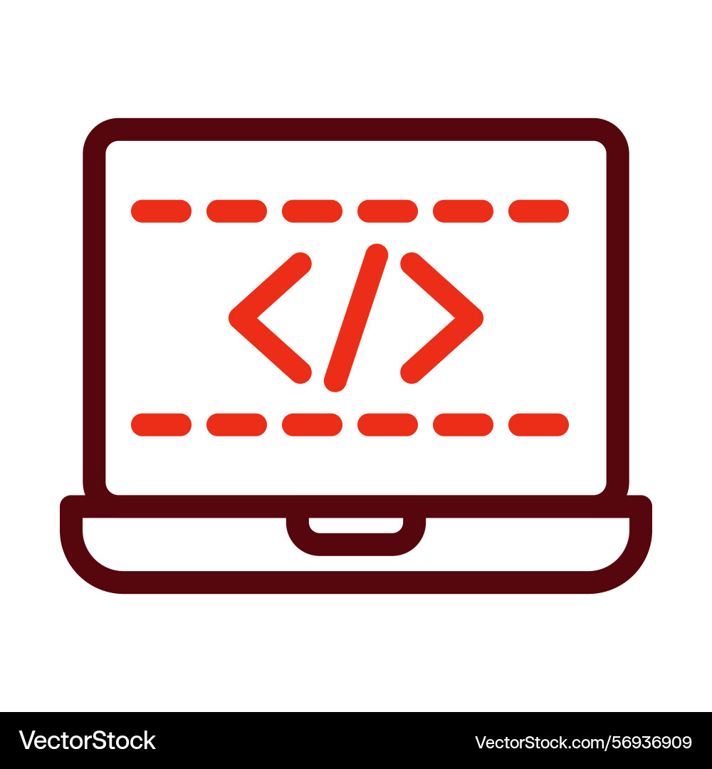 Coding thick line two color icons for personal vector image