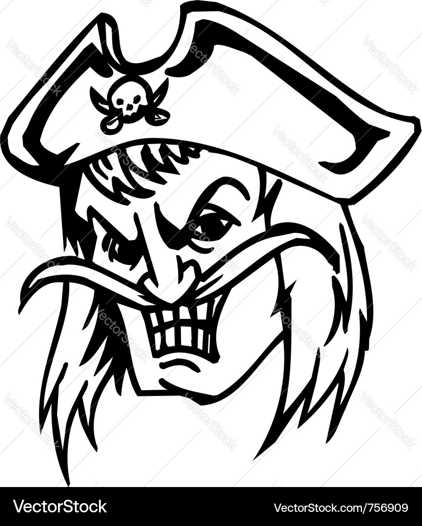 Creepy Pirate Skull Halloween Vector Image
