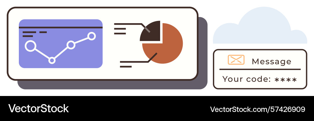 Data analysis interface with graphs pie chart vector image