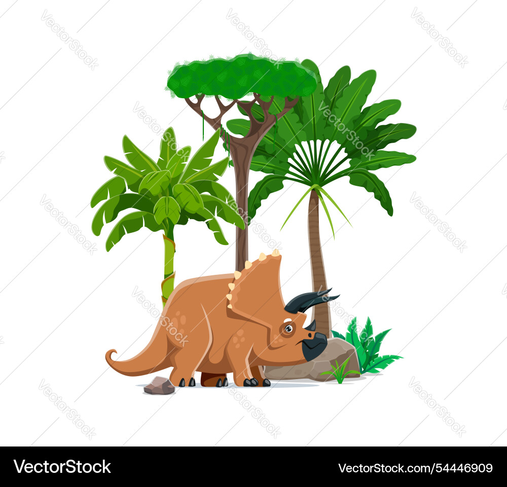 Dinosaur cartoon prehistoric lizard triceratops Dinosaur cartoon prehistoric lizard triceratops vector image