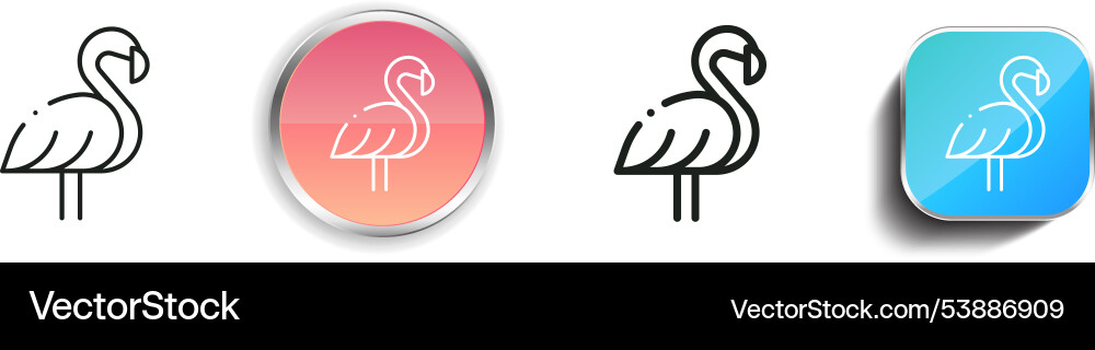 Flamingo icon thin linear regular and button vector image