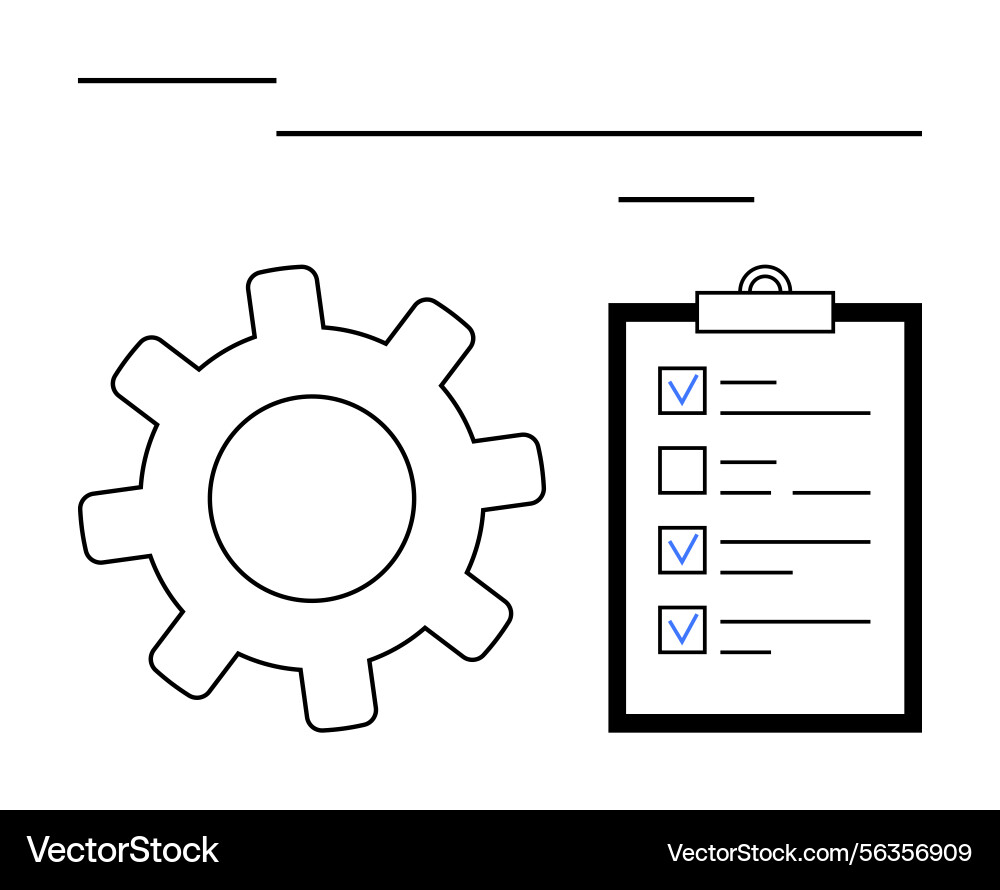 Gear and checklist representing task management Gear and checklist representing task management vector image