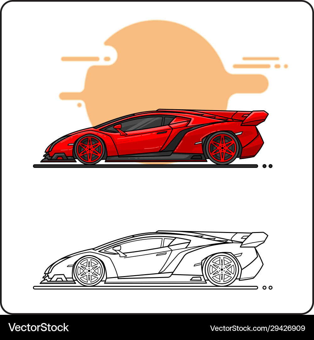 Red sport car easy editable Red sport car easy editable Vector Image